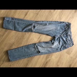 Distressed mom jeans